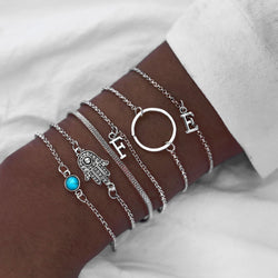 Image of Four-piece Black PearlLove Leaf Lotus Bracelet Combination