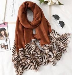 Image of Men's And Women's Cotton Scarf Casual Leopard Print Long Gauze Scarf