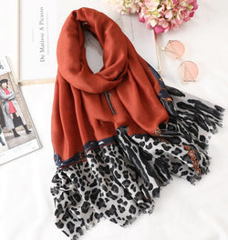 Image of Men's And Women's Cotton Scarf Casual Leopard Print Long Gauze Scarf