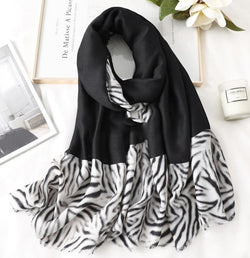 Image of Men's And Women's Cotton Scarf Casual Leopard Print Long Gauze Scarf