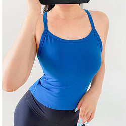 Image of Sexy Crop Top Vest Women Sports Tank Top Yoga Bras Shoulder Strap Gym Sports Running Jogger Vest With Padded Tops