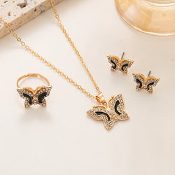 Image of Diamond Butterfly Necklace Ring Earings Set