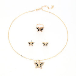 Image of Diamond Butterfly Necklace Ring Earings Set