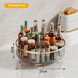 Image of Rotating Cosmetic Organizer Light Luxury Perfume Skincare Organizer Transparent Makeup Storage Tray For Jewelry Aromatherapy