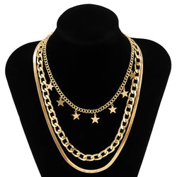 Image of Multilayer Star Choker Necklaces for Women Punk Geometric Snake Chain