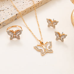 Image of Diamond Butterfly Necklace Ring Earings Set